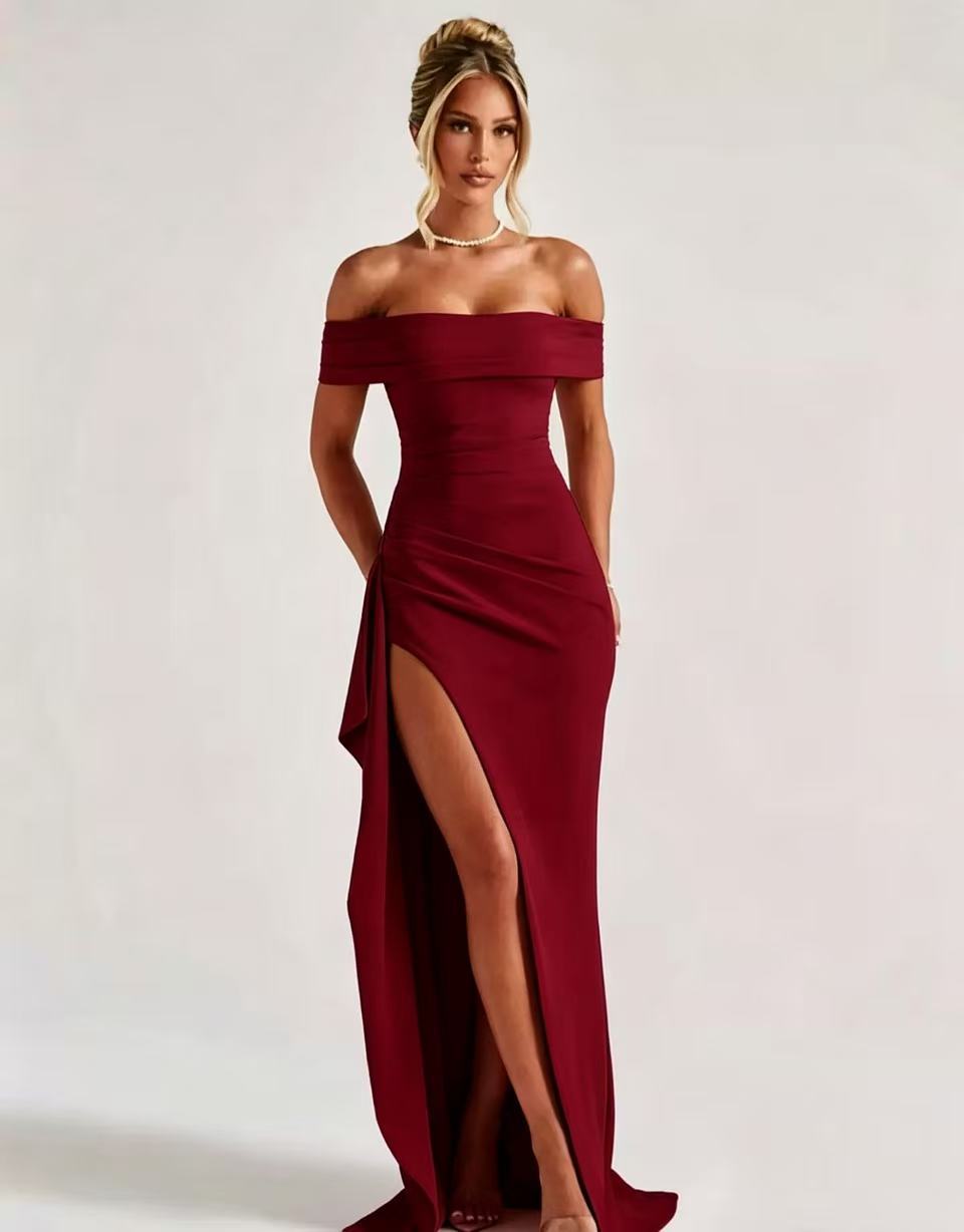 fashionexport women's clothing  spring sexy one shoulder elegant elegance party dress slit dress
