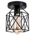 Industrial style black geometric diamond iron ceiling light - retro balcony, hallway, entryway, bubble tea shop, restaurant creative lighting