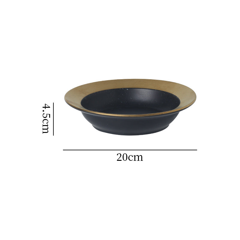 Japanese retro ceramic dinnerware - western dessert, straw hat plate, restaurant hot pot, soup plate, fruit salad, snack deep dish