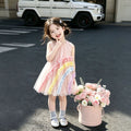 summer new girls' tulle dress - stylish baby rainbow princess sleeveless sundress