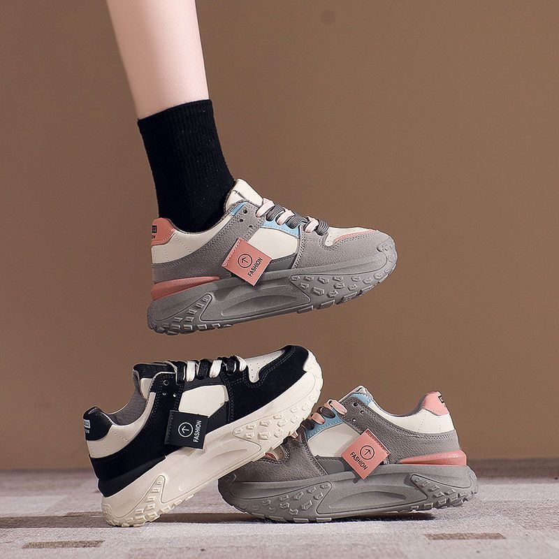 PLOVER popular dad shoes women's 2024 summer new thick-soled lightweight muffin-soled sports shoes casual board shoes women