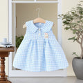 Girls'  summer new arrival: cute plaid tank dress - stylish baby blue dress with bunny princess design