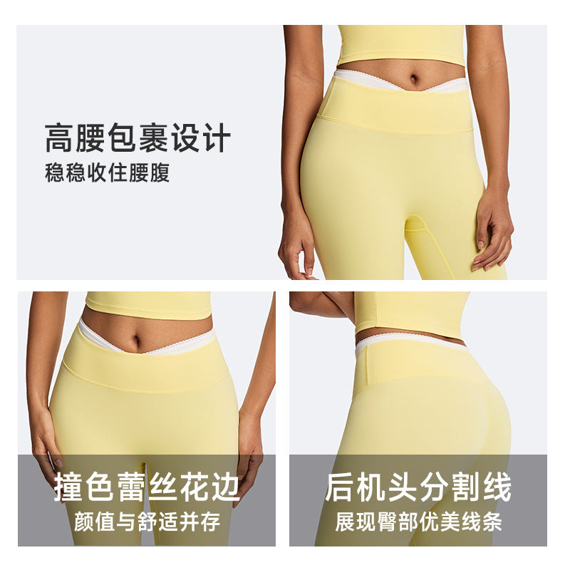 European and american eco-friendly fabric seamless yoga pants for women - high-waisted, butt-lifting, tight-fitting leggings with stretch for sports and fitness