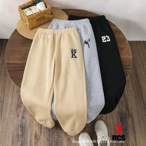 Kids' jogger sweatpants - letter & number print, relaxed fit, elastic waist, casual pants for mid-to-large children