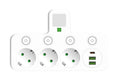 European standard smart usb + type-c fast charging power strip adapter with russian, korean, and german plugs