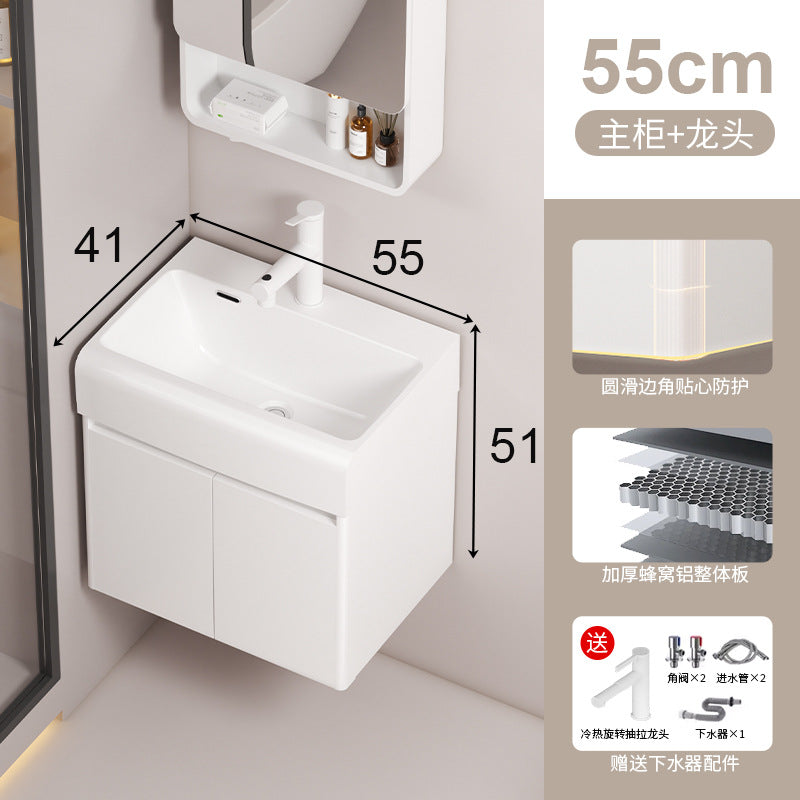 Small apartment circular arc bathroom cabinet deepened wash basin space honeycomb aluminum washbasin cabinet combined toilet washbasin