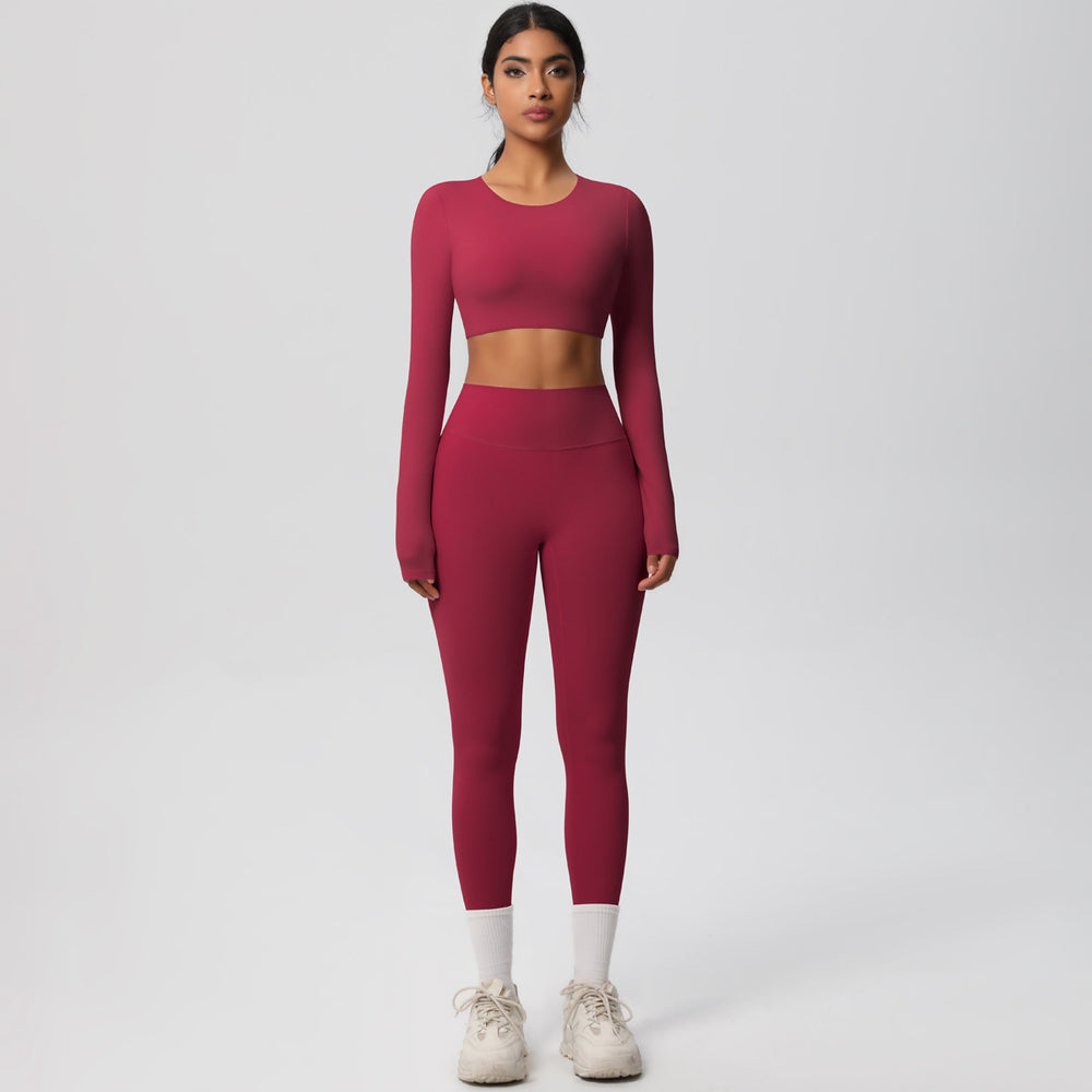 New european and american style fleece-lined yoga set - cloud-like, quick-drying activewear for women's outdoor running and fitness