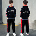 Boys' fleece-lined tracksuit set - new  winter collection: stylish and trendy two-piece hooded set for toddlers, big kids, and teens - thickened for extra warmth