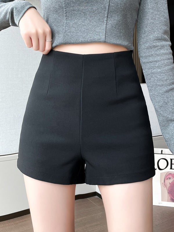 Black suit shorts women's spring summer 2023 new elastic slim slim high waist a word wide leg casual boots