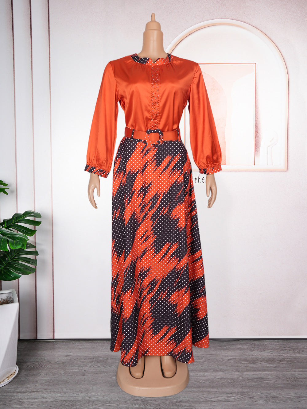e-commerce  independent station top + skirt printed two-piece set african women's plus size dress