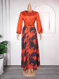 e-commerce  independent station top + skirt printed two-piece set african women's plus size dress
