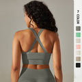 fashion seamless knitting cross back solid color sports intimates yoga tops running fitness bra women