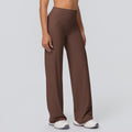 New arrival cross-border double-sided brushed pure colorhigh waistloose breathable yoga wide-leg pants running fitness yoga bell bottoms