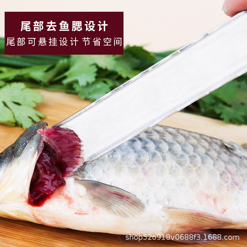 430 stainless steel round tube handle with handle square head fish scale planer kitchen convenient for home fish gill scraper fish brush