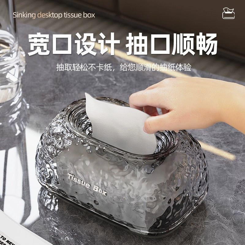 Light luxury tissue box household living room high-end napkin paper box creative bedroom sunken advanced desktop paper box