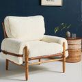 Nordic modern designer single sofa chair for home living room, villa, small apartment - italian style genuine leather leisure chair