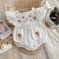 Newborn baby girl summer romper: lightweight, stylish embroidered bodysuit with short sleeves