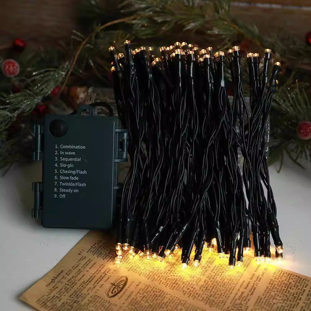 Cross-border outdoor waterproof battery box light string, garden decorative light string, Christmas decorative led waterproof light string