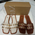 Za2024 spring/summer new women's flat sandals - buckle closure, breathable, round toe, metal buckle fashion flat sandals