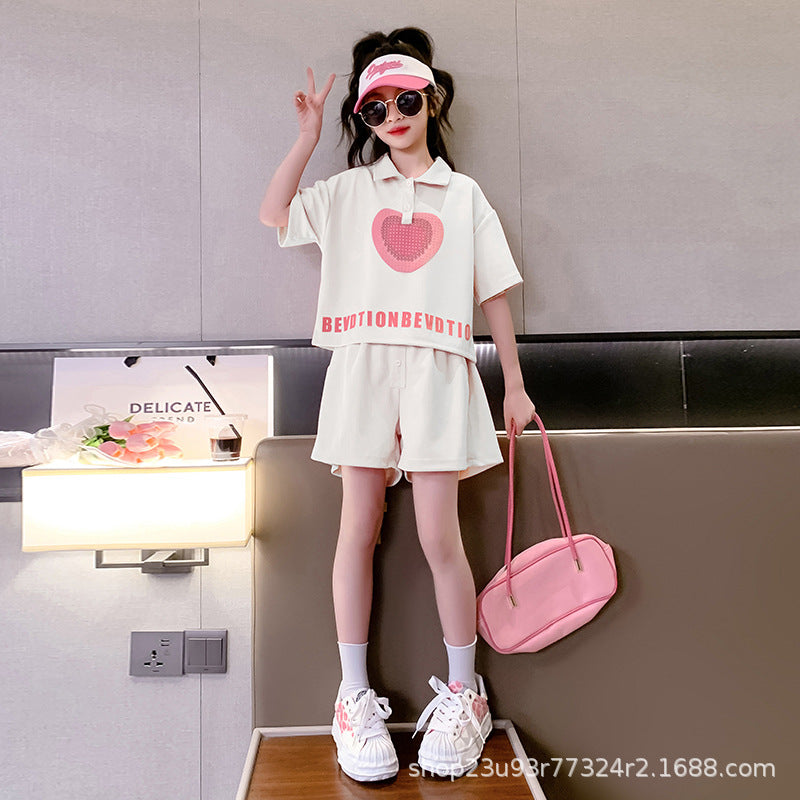 Girls' summer activewear set : trendy & stylish shorts & top set for kids & teens - perfect for summer casual wear