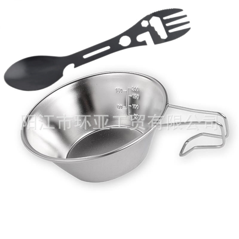 Outdoor 304 Stainless Steel Snow Bowl Folding Storage Mountaineering Bowl Seasoning Bowl Multifunctional Picnic Camping Tools
