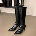 fall/winter new collection pointed-toe stiletto heel fashion runway leopard print over-the-knee boots high boots women's boots high heel single boots