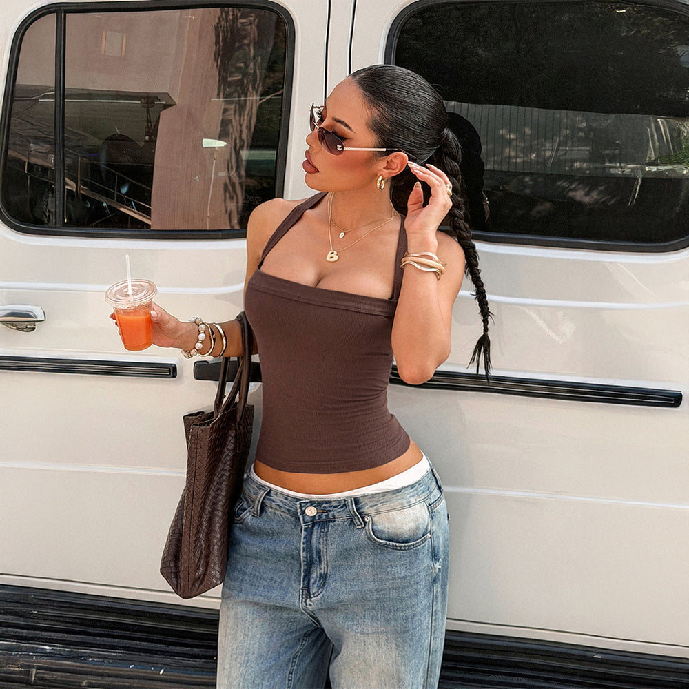 fashiony2k hot girl suspender tube top vest women's tops women's clothing  summer  independent station