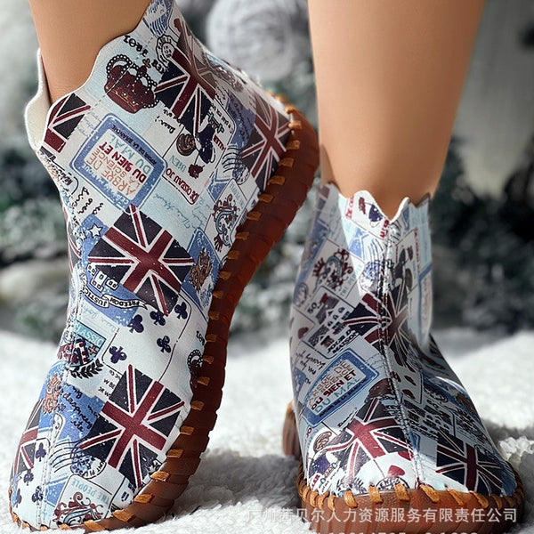 LZT7685 spring and summer European and American  fashion flag boots women's shoes
