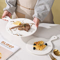 Scandinavianins marble gold pattern ceramic high-looking tray western food steak plate classy handle plate