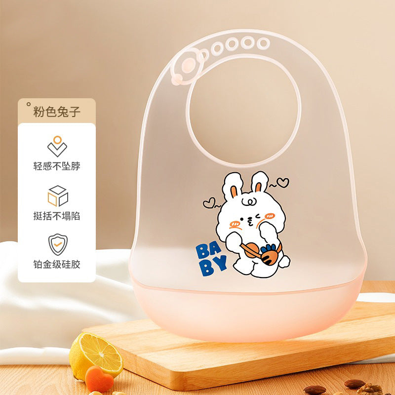 Baby eating bib waterproof silicone rice bib kids soft feeding bib baby anti-dirty feeding saliva bib