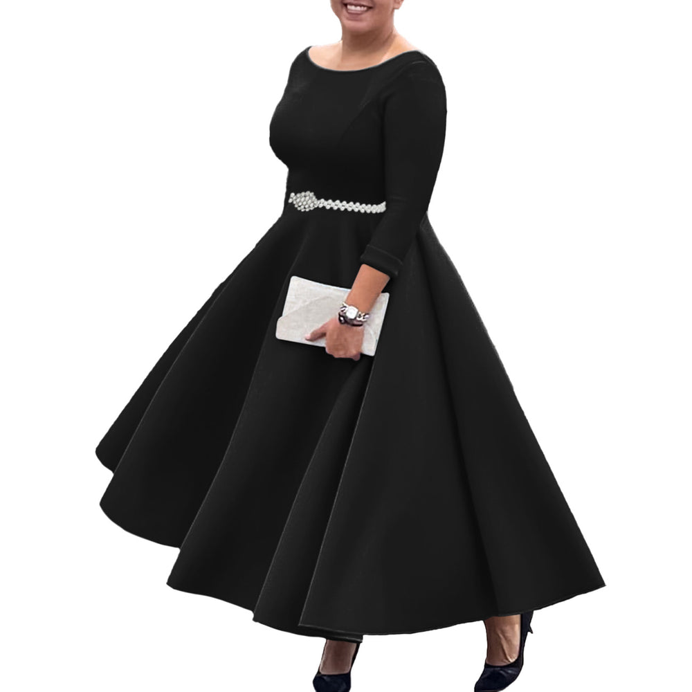C8600   fall/winter new european and american solid color swing dress elegant evening gown foreign trade dress