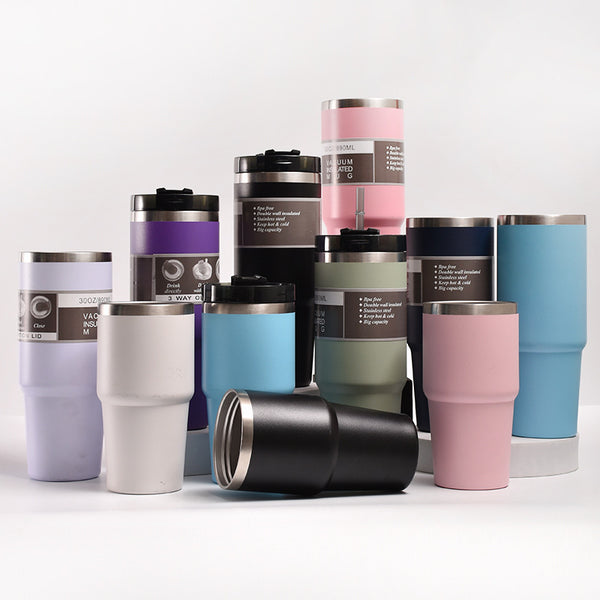 Cross-border 304 stainless steel thermos cup double-layer vacuum with straw Bingba cup outdoor portable car cup