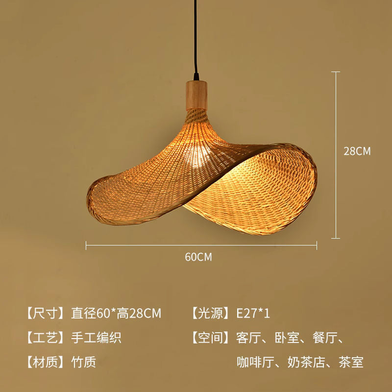 Straw hat chandelier southeast asian rattan creative bamboo art restaurant wedding store hotel b&b lampshade bamboo woven decorative chandelier