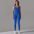 seamless knitting threaded pure color tight flat collar jumpsuit sports running fitness yoga wear one-piece suit