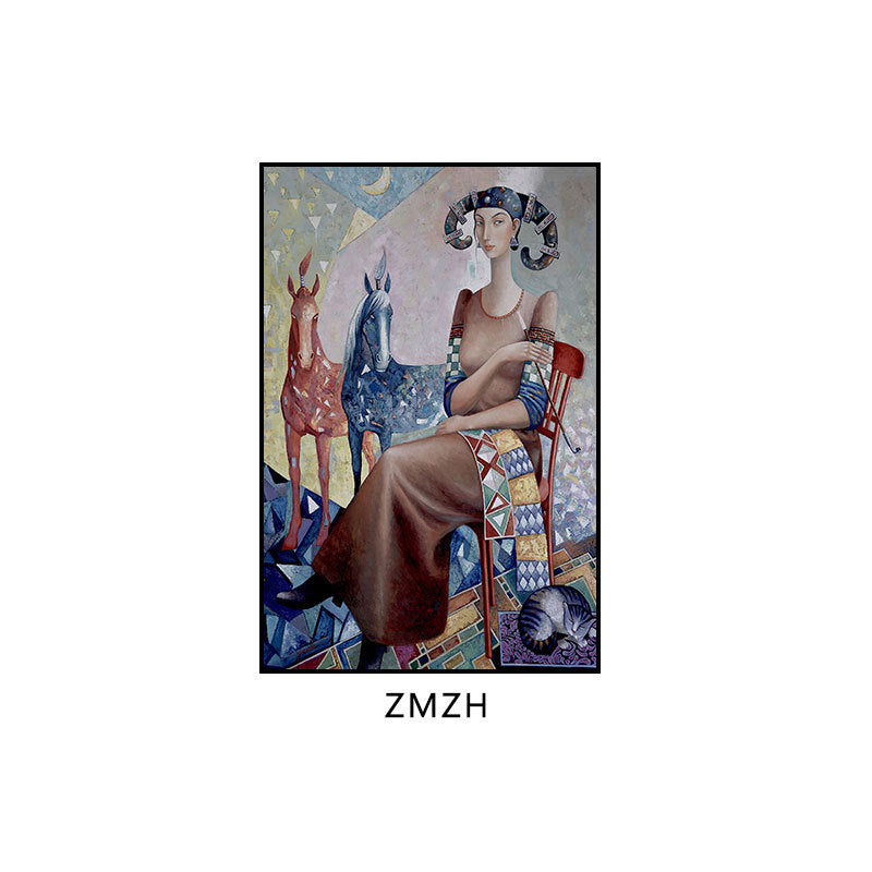 Ethnic minority decorative painting Inner Mongolia element oil painting Yunnan style B & B hotel box hanging painting bedroom living room