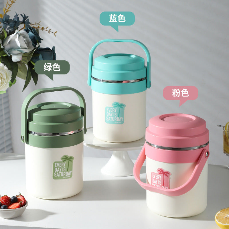 Stainless steel double-layer insulated lunch box, insulated lunch bucket, canteen food carrier, office worker meal delivery, multi-layer food container, gift