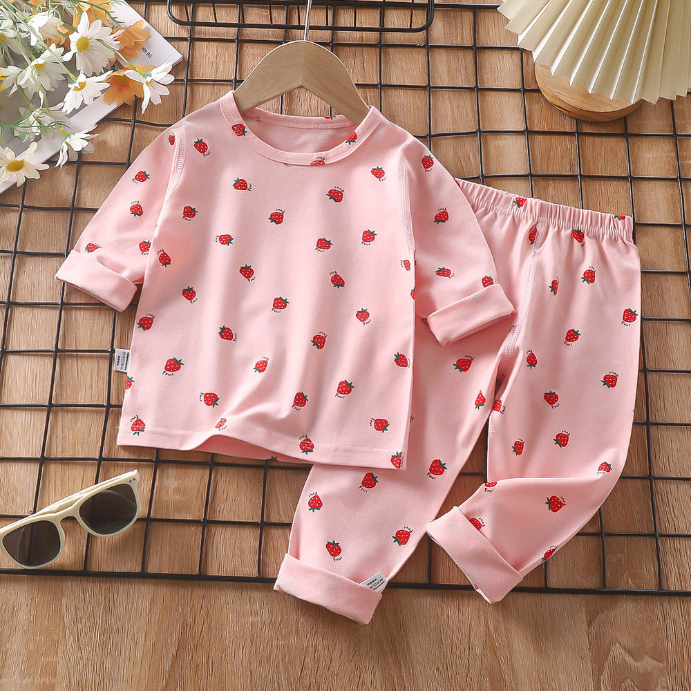 Kids' pajama set spring lycra cotton baby underwear boys' loungewear girls' thermal underwear children's clothing wholesale