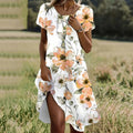wholesale women's short-sleeved dresses, fashionable women's dresses for spring, summer, and autumn, new cross-border printed designs