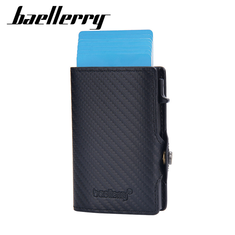 Baellerry's new men's card bag  RFID aluminum box automatic pop-up credit card clip buckle wallet