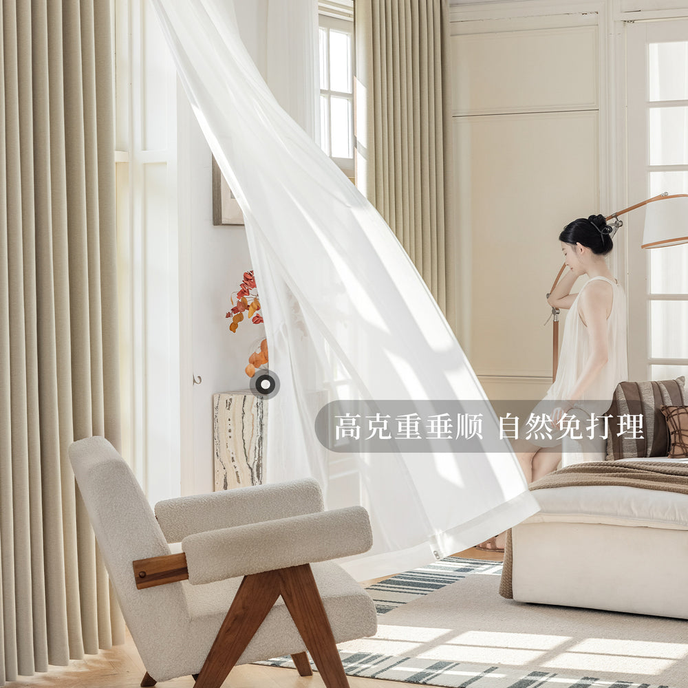 New double-sided light luxury linen high shading medieval old money wabi-sabi style bedroom curtains personalized whole house personalized wholesale