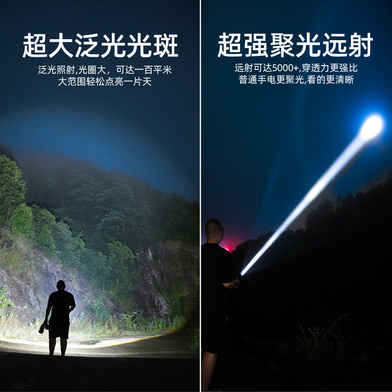 Cross-border new strong light flashlight usb charging outdoor lighting 30W white laser flashlight with COB work light