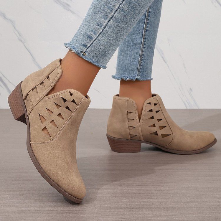 plus sizecut out breathable thick heel round toe low ankleeasiest for matchnew arrival vacation daily ankle boots fashion women's boots