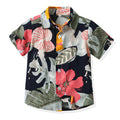 European and american cross-border children's clothing: dad & son vacation outfit, family matching beach style short-sleeve boy's floral shirt