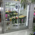 Complete glass cold storage system for flowers: professional glass conservatory, refrigerated flower display case, and air-cooled showcase for florists