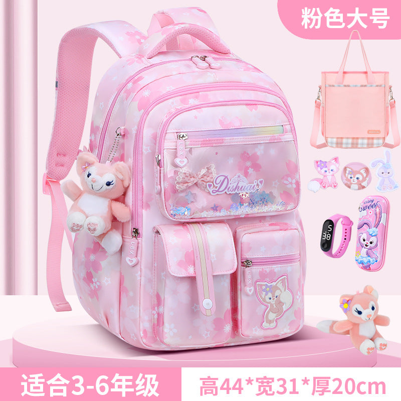 Girls' school backpack - new 2026 model for grades 1-6 - lightweight, ergonomic, and spine-protecting backpack for elementary school students