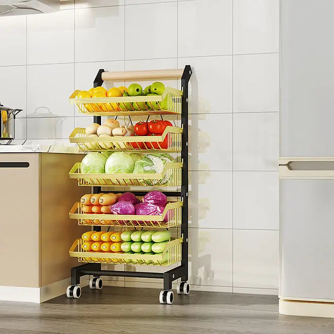 Shelf kitchen floor seasoning vegetable storage rack trolley sundries storage rack adjustable multi-layer trolley