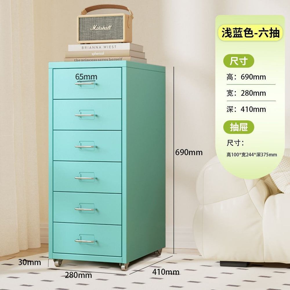 Drawer-type storage cabinet under the desk, drawer cabinet with lock, bedside table, multi-layer iron storage cabinet