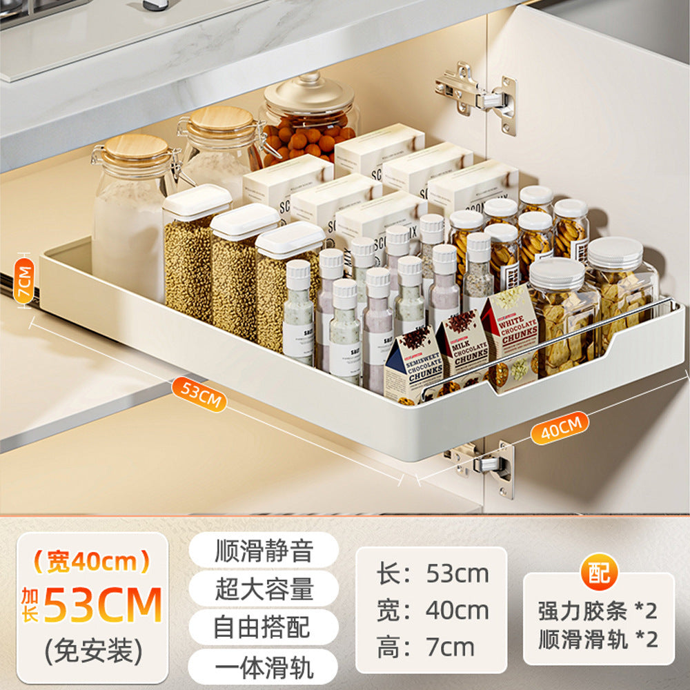 Kitchen pull-out rack under sink pull basket cabinet drawer crevice storage box artifact cabinet bowl rack