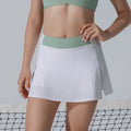 Ready-to-ship green athletic tennis skirt, european and american style solid color running fitness split skirt, quick-dry tennis skort with skirt hem