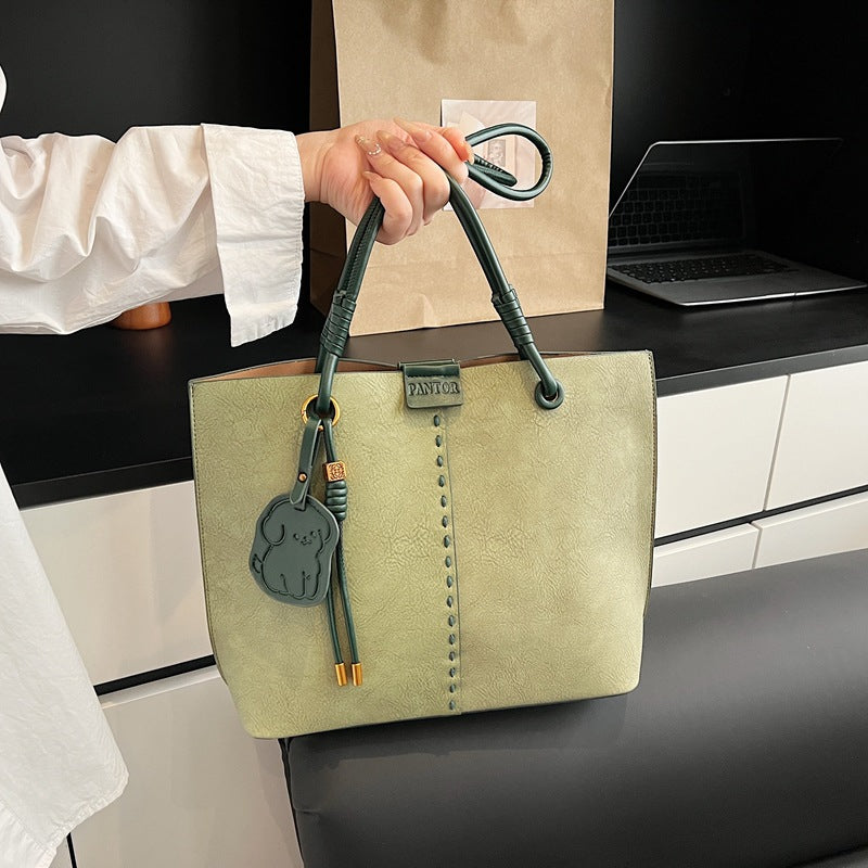 Contrasting colors cute puppy tote bag large capacity 2025 spring new portable shoulder bag women's factory one piece delivery